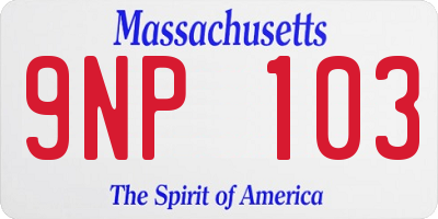 MA license plate 9NP103