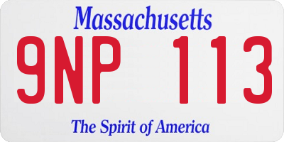 MA license plate 9NP113