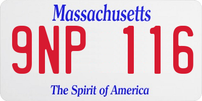 MA license plate 9NP116