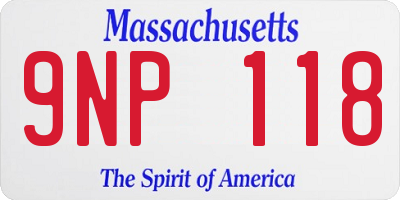 MA license plate 9NP118