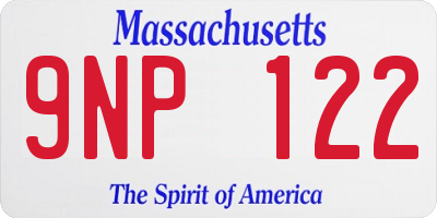 MA license plate 9NP122