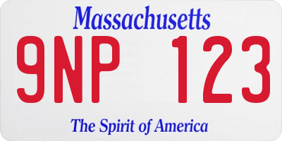 MA license plate 9NP123