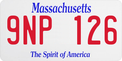 MA license plate 9NP126