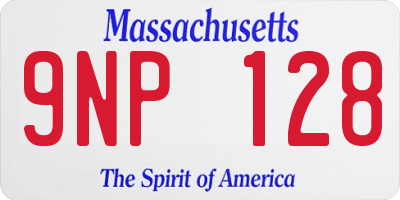 MA license plate 9NP128