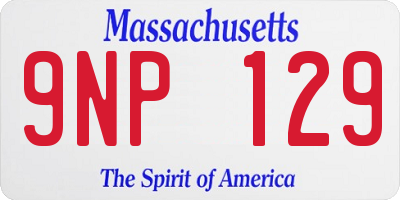 MA license plate 9NP129