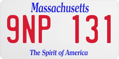 MA license plate 9NP131