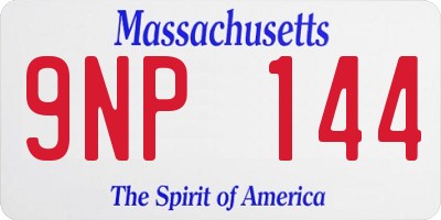 MA license plate 9NP144
