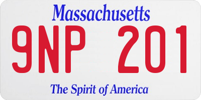 MA license plate 9NP201