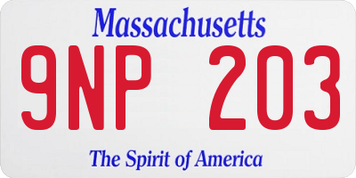 MA license plate 9NP203
