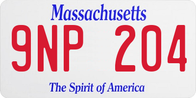 MA license plate 9NP204