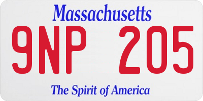 MA license plate 9NP205