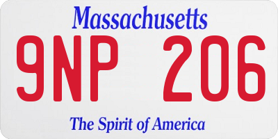MA license plate 9NP206
