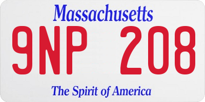 MA license plate 9NP208