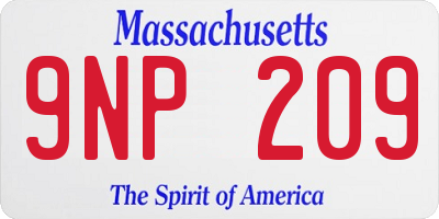 MA license plate 9NP209