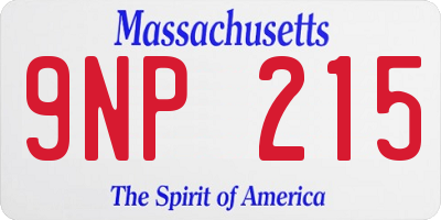 MA license plate 9NP215