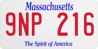 MA license plate 9NP216