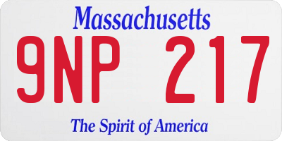 MA license plate 9NP217