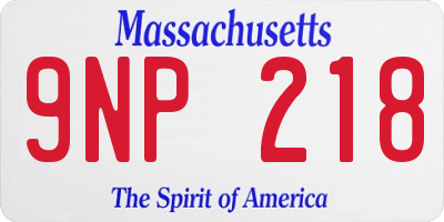 MA license plate 9NP218