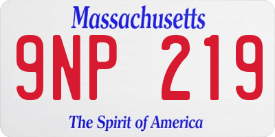 MA license plate 9NP219