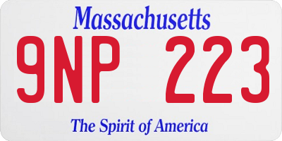 MA license plate 9NP223