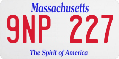 MA license plate 9NP227