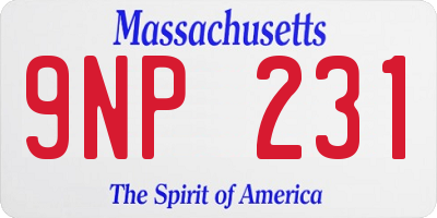 MA license plate 9NP231