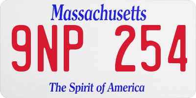 MA license plate 9NP254