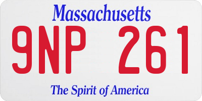 MA license plate 9NP261