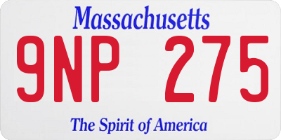 MA license plate 9NP275