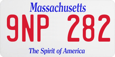 MA license plate 9NP282