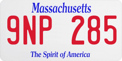 MA license plate 9NP285