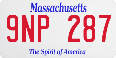 MA license plate 9NP287