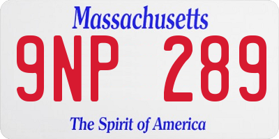 MA license plate 9NP289