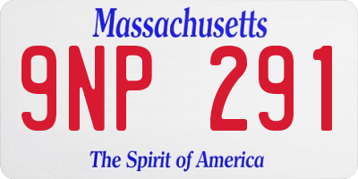 MA license plate 9NP291