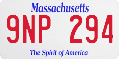 MA license plate 9NP294