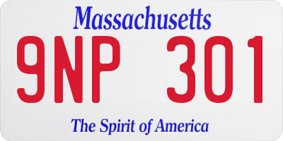 MA license plate 9NP301