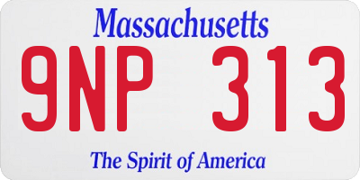 MA license plate 9NP313