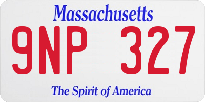 MA license plate 9NP327