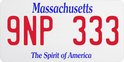 MA license plate 9NP333