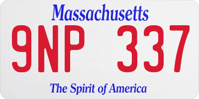 MA license plate 9NP337