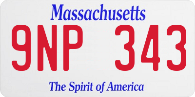 MA license plate 9NP343