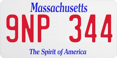 MA license plate 9NP344