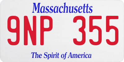 MA license plate 9NP355