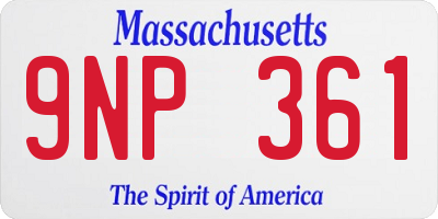 MA license plate 9NP361