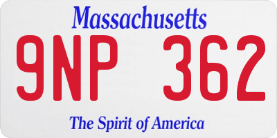 MA license plate 9NP362