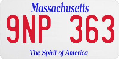 MA license plate 9NP363