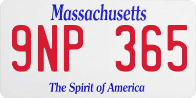 MA license plate 9NP365