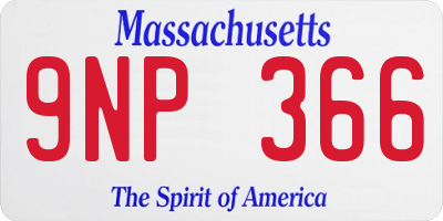 MA license plate 9NP366