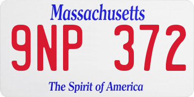 MA license plate 9NP372