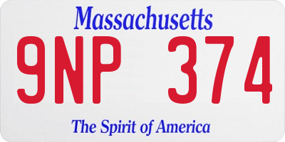 MA license plate 9NP374